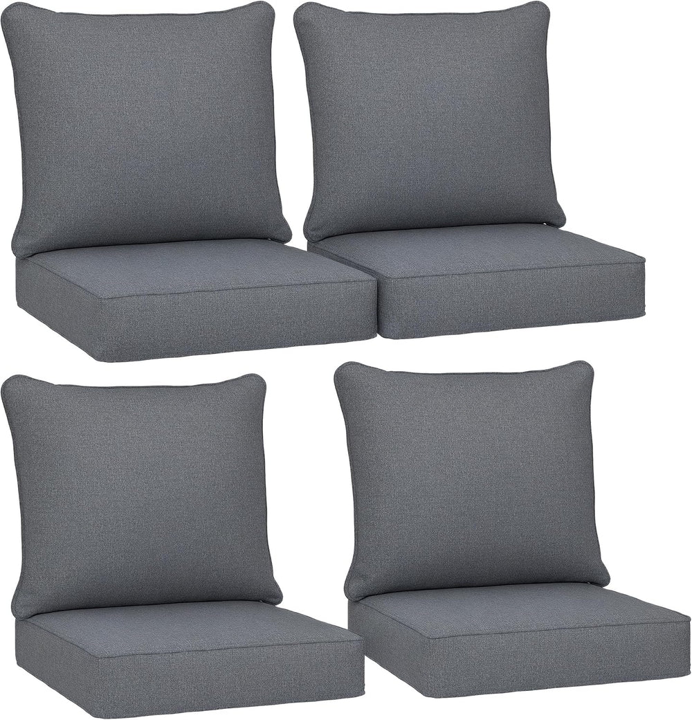 Outsunny Outdoor Chair Cushions Set of 4 Fade Resistant 24x24 in Gray