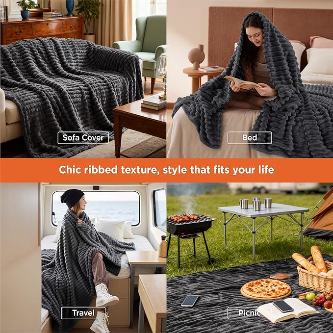 Bedsure GentleSoft Grey California King Size Blanket - Image 3