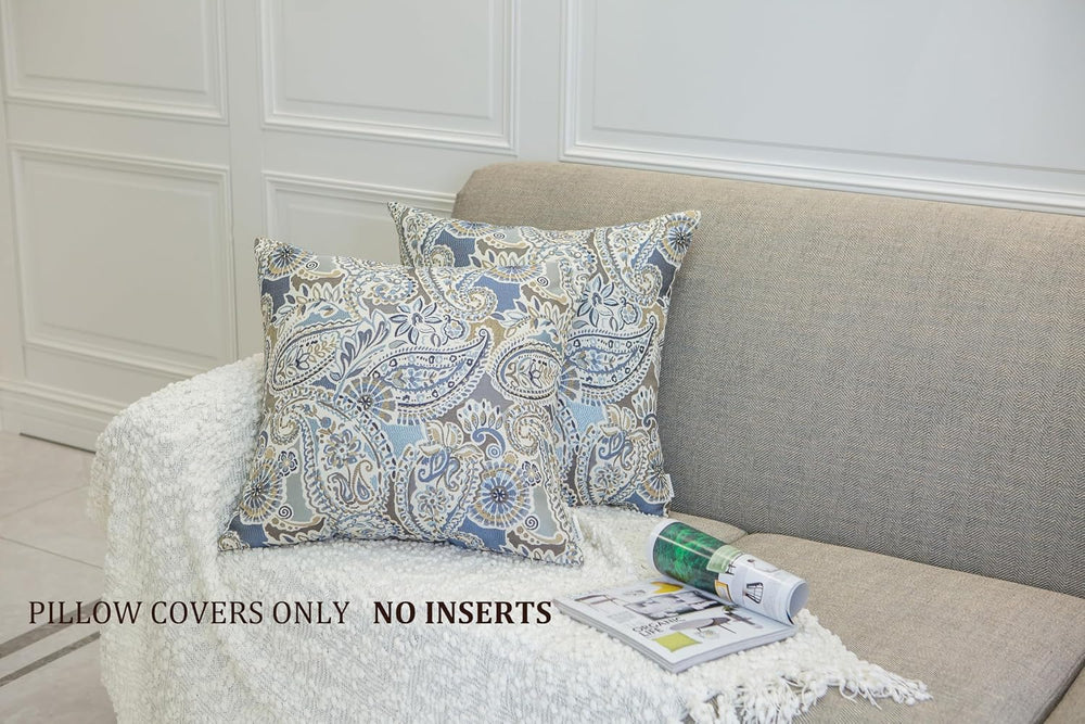 Pack of 2 Throw Pillow Covers Decorative Pillow Shells for Sofa Couch, Paisle...