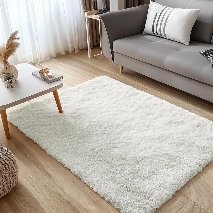 OLANLY 2x3 Machine Washable Small Bedside Rug, Soft Fluffy Shaggy Entryway - Image 3