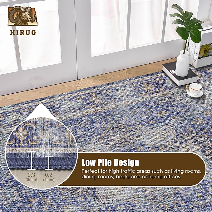 Washable Area Rug 8' x 10' Vintage Traditional Persian Mat - Image 5