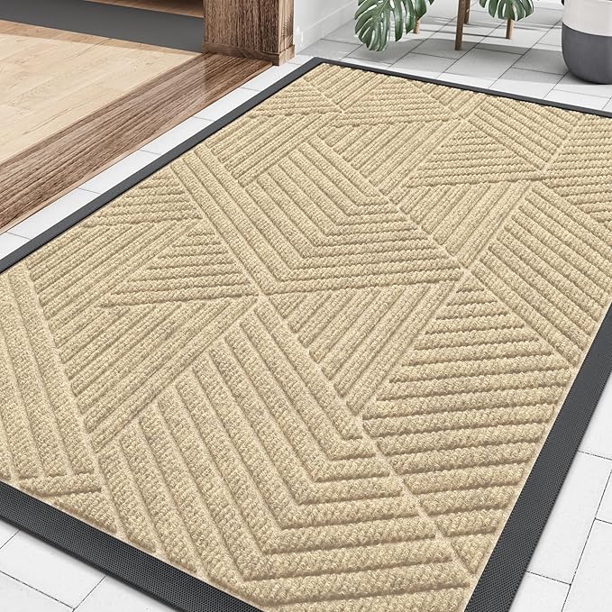 Smiry Front Door Mat Outside Entrance, Heavy Duty Sturdy Natural Rubber Doormat by Smiry