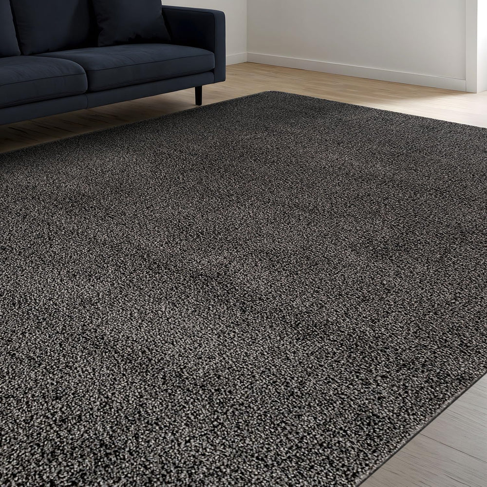 Area Rug 5x7 Dark Gray Washable Indoor Rug Solid Non Slip Easy to Clean Non S...