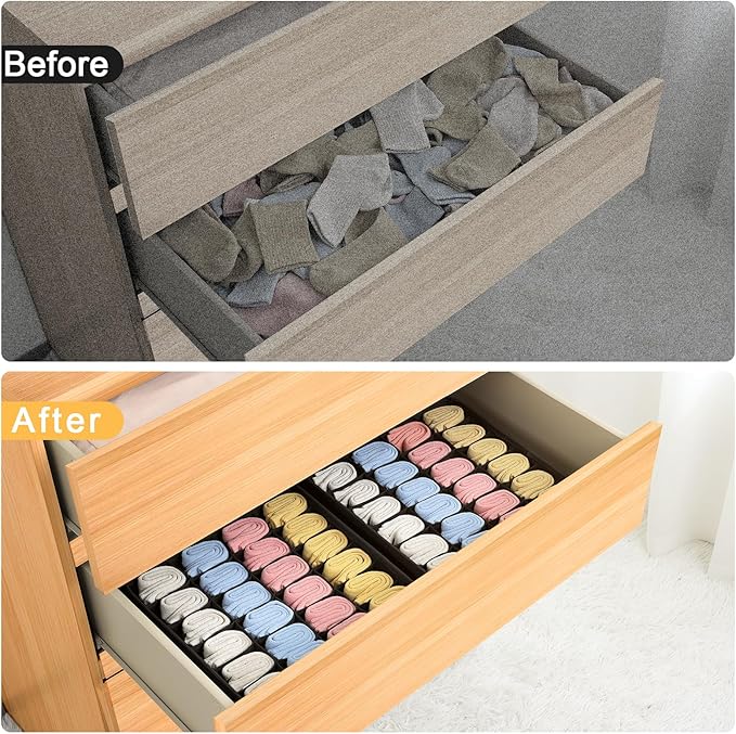 Joyoldelf Sock Drawer Organizer Divider 2 Packs Underwear Organizer, 24 Cell - Image 6