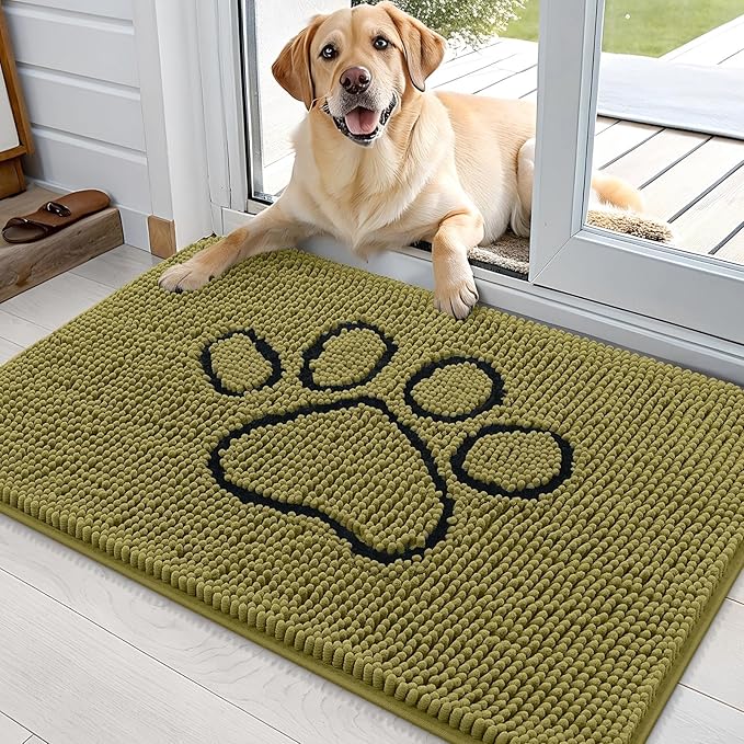 OLANLY Dog Door Mat for Muddy Paws 36x24, Paw Print Design, Absorbs Moisture by OLANLY