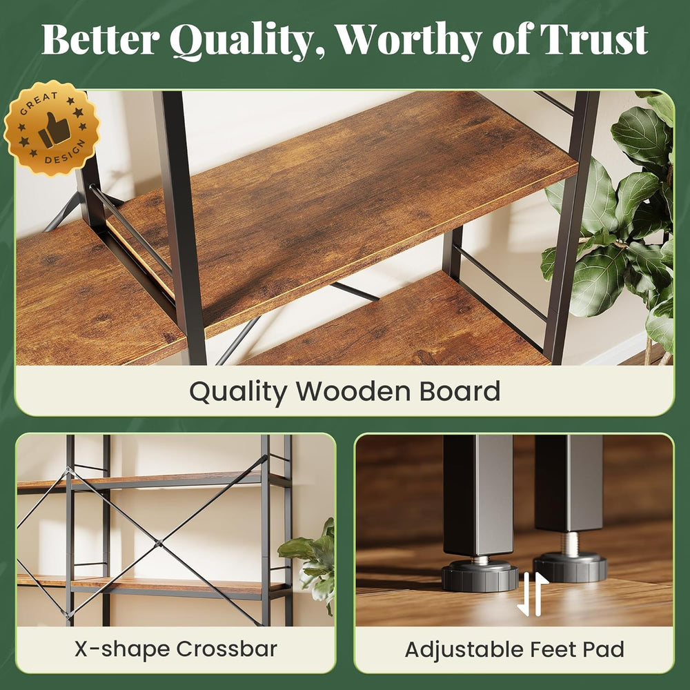 Huuger 5 Tier Bookshelf, L Shaped Corner Bookshelf with 10 Open Shelves, 49.4...