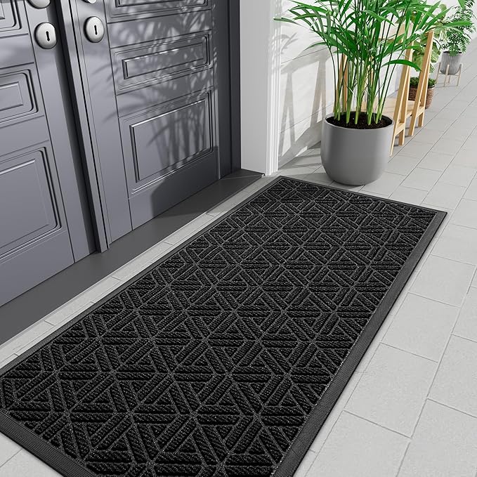 Smiry Front Door Mat Outside Entrance, Heavy Duty Sturdy Natural Rubber Doormat by Smiry