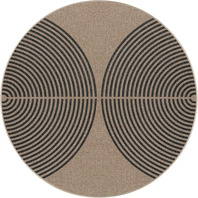 Lahome Enfys Modern Rainbow Round Rug, 6ft Easy Jute Circle Patio Rug Washable - Image 6