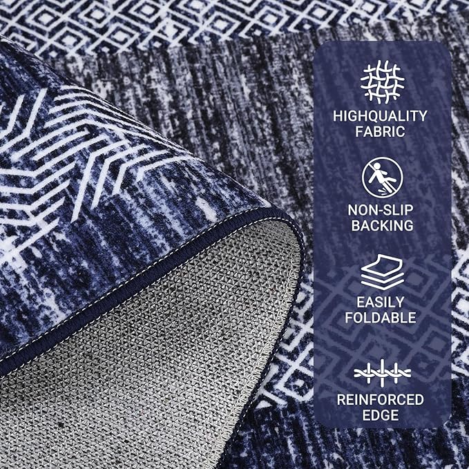 GarveeHome 2.5x8 Modern Bordered Runner Rug Soft Non Slip Washable Floor Carpet - Image 3