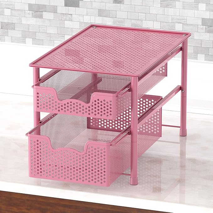 Simple Houseware Stackable 2 Tier Sliding Basket Organizer Drawer