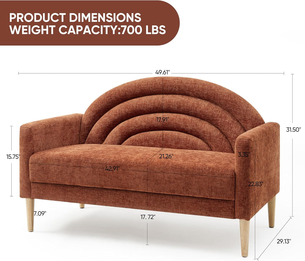 49" Small Loveseat Sofa for Small Spaces, Office Couch, Ocher Orange