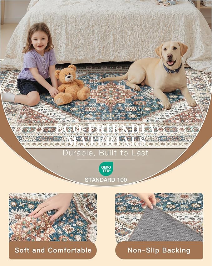 Madane Runner Rug 2x8, Washable Hallway Runner Rugs, Non-Slip Low-Pile Soft - Image 6