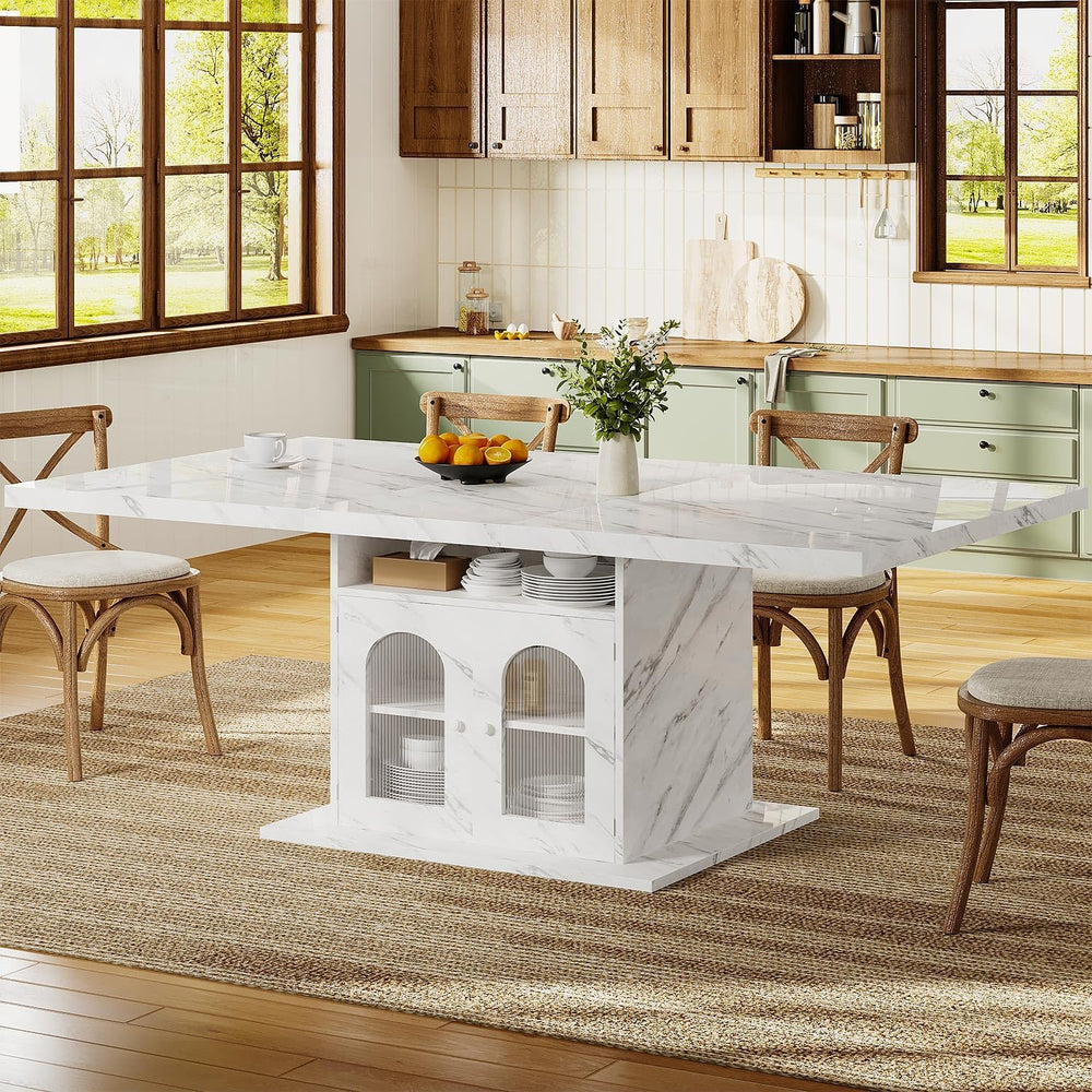 HSH Dining Table for 4–6, 63" Modern Kitchen Dining Room Table with Stor...