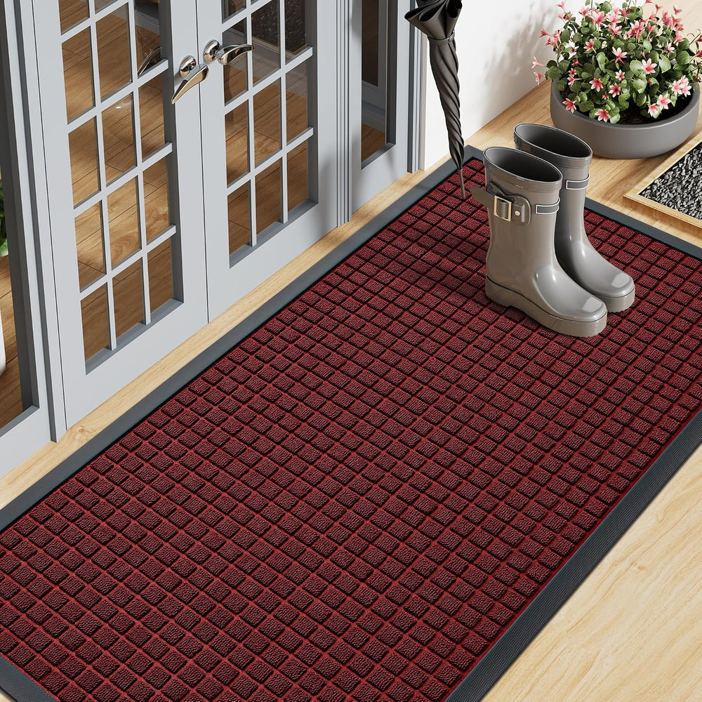 Smiry Front Door Mat Outside Entrance, Heavy Duty Natural Rubber Doormat