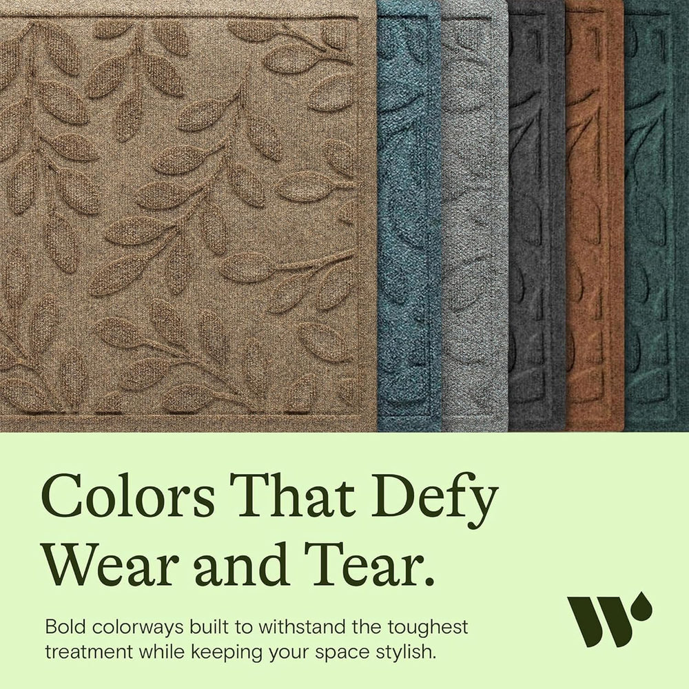 WaterHog Brittney Leaf Front Door Mat Indoor Outdoor Entrance, All-Weather
