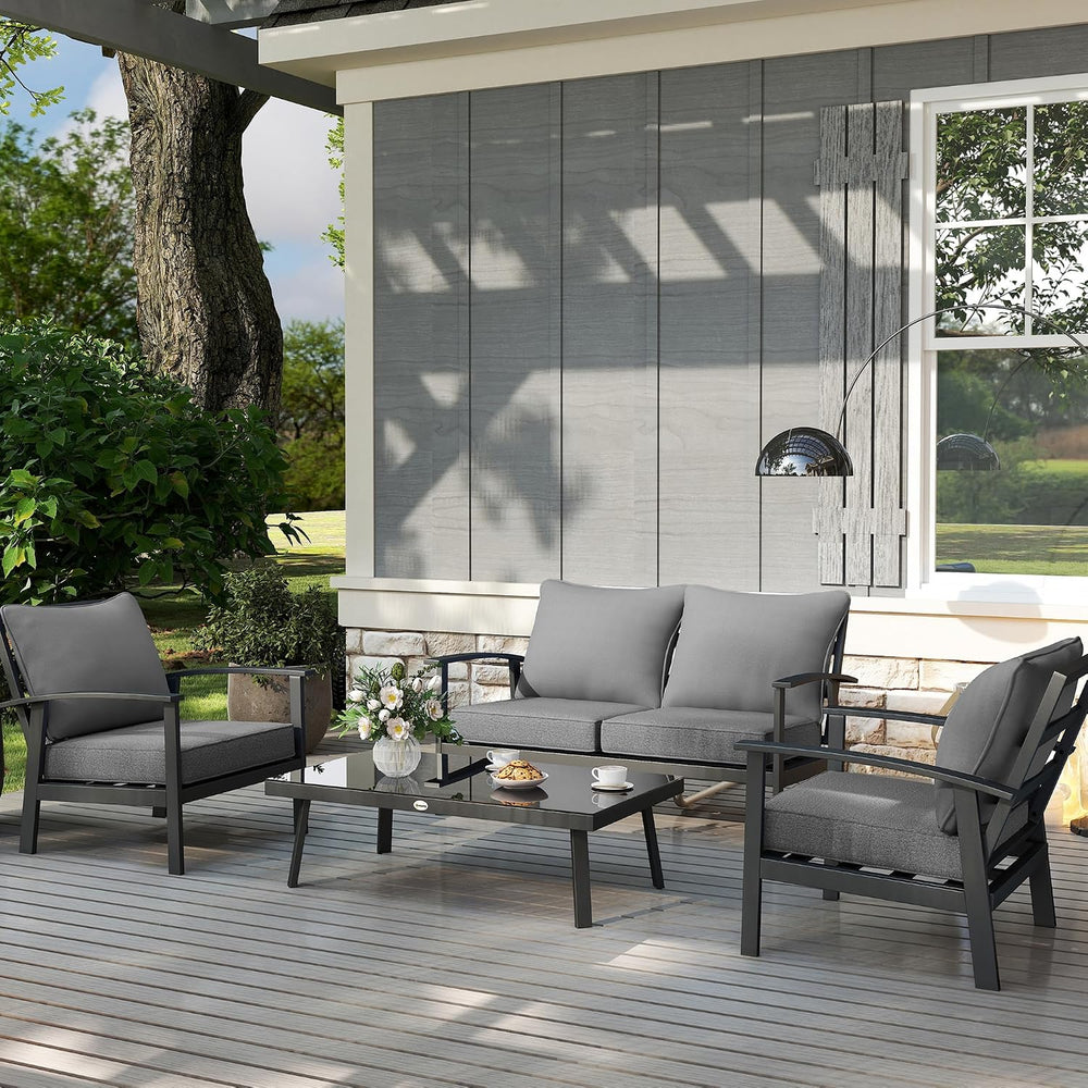 Outsunny Outdoor Chair Cushions Set of 4 Fade Resistant 24x24 in Gray