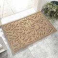 Beige Leaves Outdoor Indoor Entrance Doormats, Absorbent Durable Heavy Duty by VivaNest