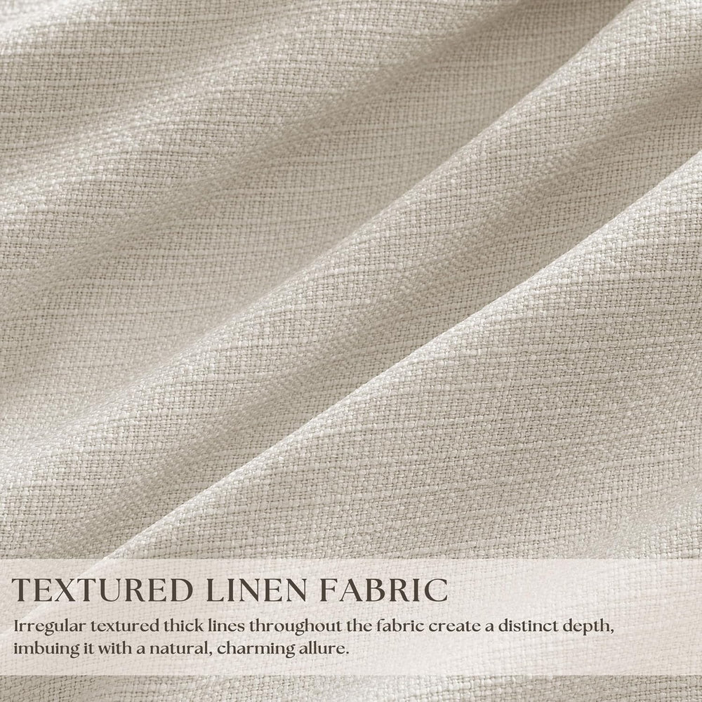 105 Inch Blackout Linen Curtains Pinch Pleat Bedroom Living Room Natural