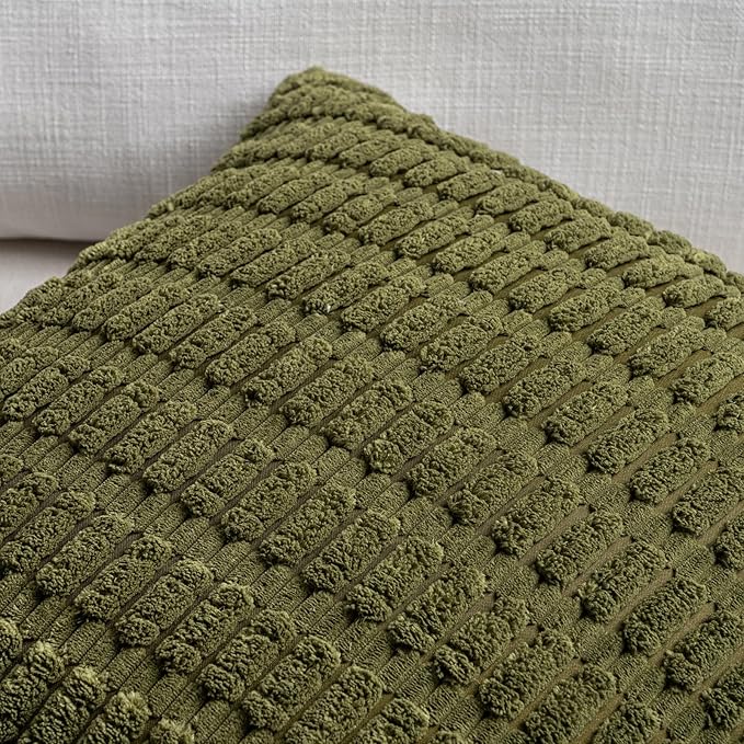 Fancy Homi 4 Packs Boho Moss Green Decorative Throw Pillow Covers 12x24 Inch - Image 4