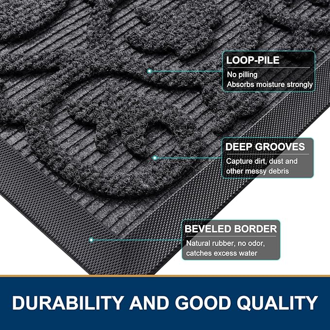 Smiry Welcome Door Mat Outside Entrance, Heavy Duty Trap Dirt and Moisture Easy - Image 4