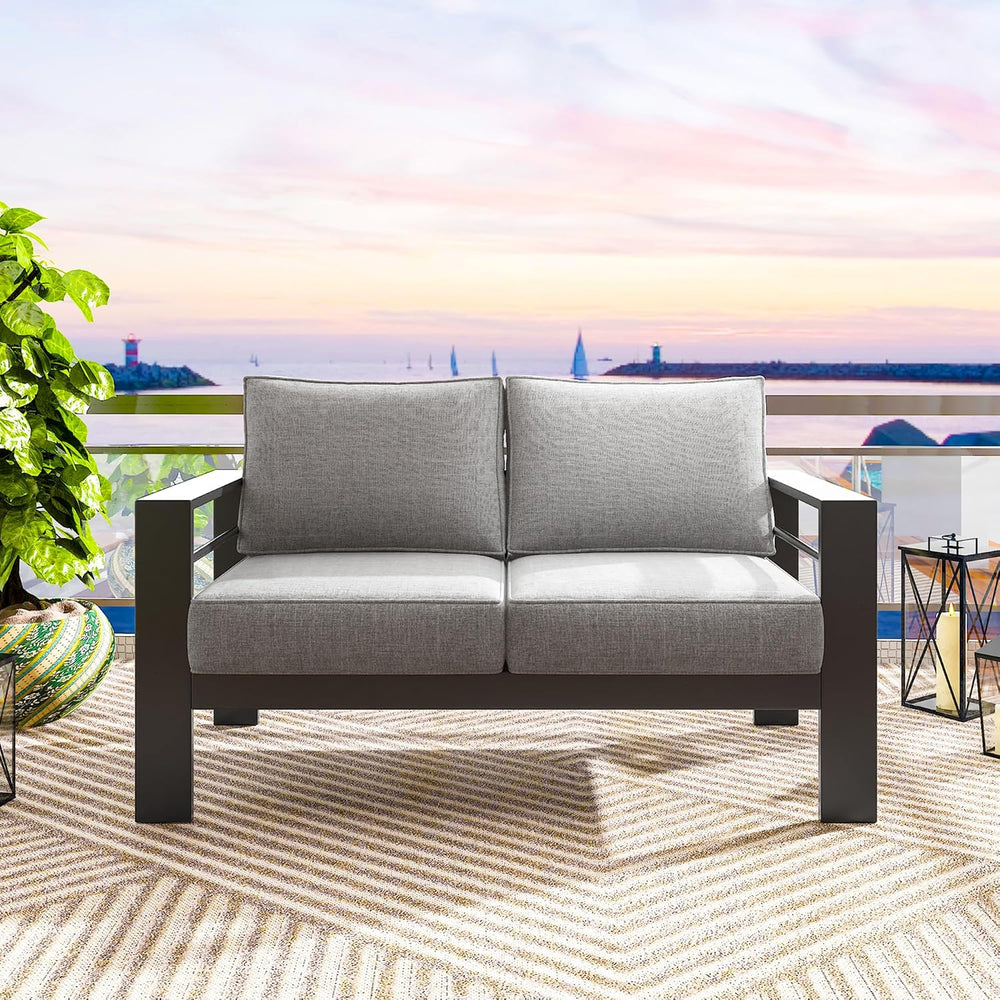 Aluminum Outdoor Loveseat, 3.2" Armrest Patio Sofa, Outside Couch for Patio