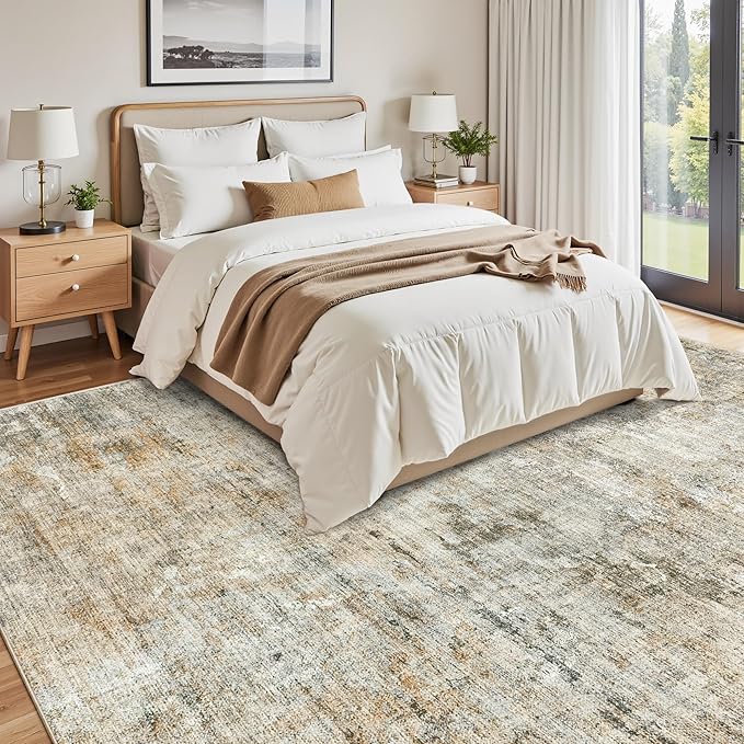 Abstract Rug 8x10 Large Living Room Rugs Neutral Modern Washable Area Rugs - Image 4