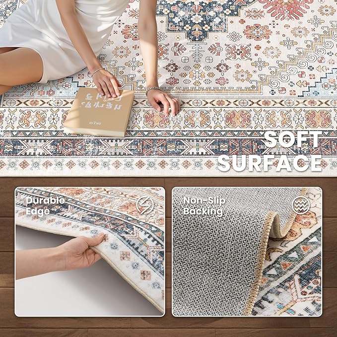 zesthome 5x8 Area Rugs for Living Room, Non-Slip Backing Washable Rugs - Image 6