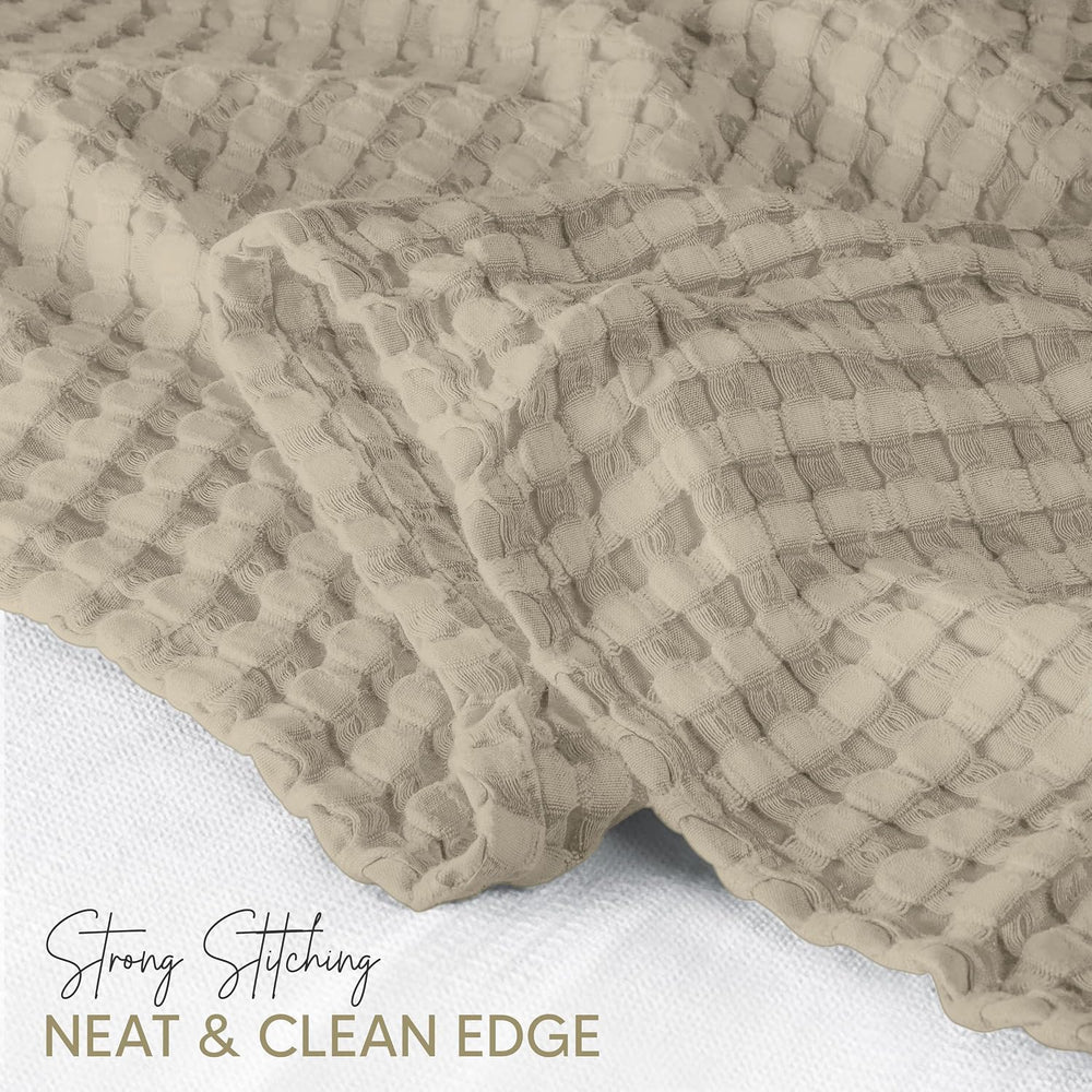 Utopia Bedding 100% Cotton Waffle Blanket Full Size Khaki, 90x84 Inch