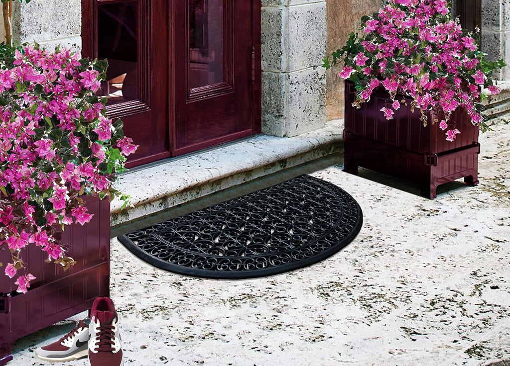 A1 Home Collections 18-LB Heavy Duty Rubber Doormat 30"×48" - Won't Blow Away | Outside Front Door Mat, Mud Dirt Scraper, Non-Slip Drainage Mat for Entryway Patio Garage, All-Weather, 100% Rubber Mats