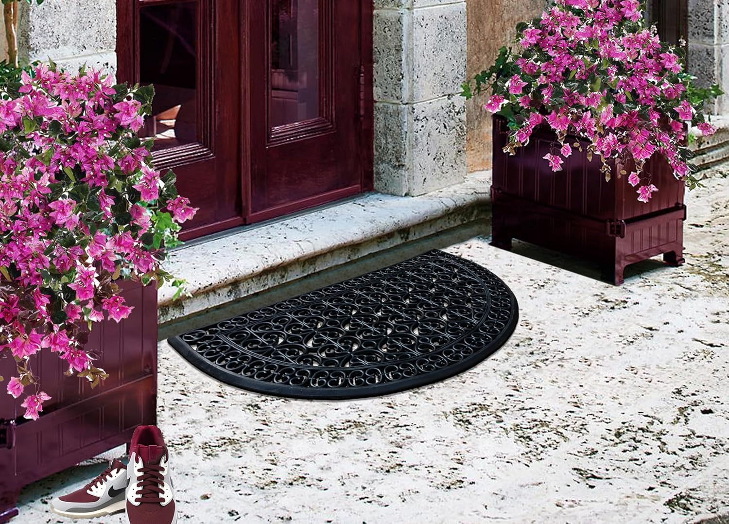A1 Home Collections 18-LB Heavy Duty Rubber Doormat 30"×48" - Won't Blow Away | Outside Front Door Mat, Mud Dirt Scraper, Non-Slip Drainage Mat for Entryway Patio Garage, All-Weather, 100% Rubber Mats