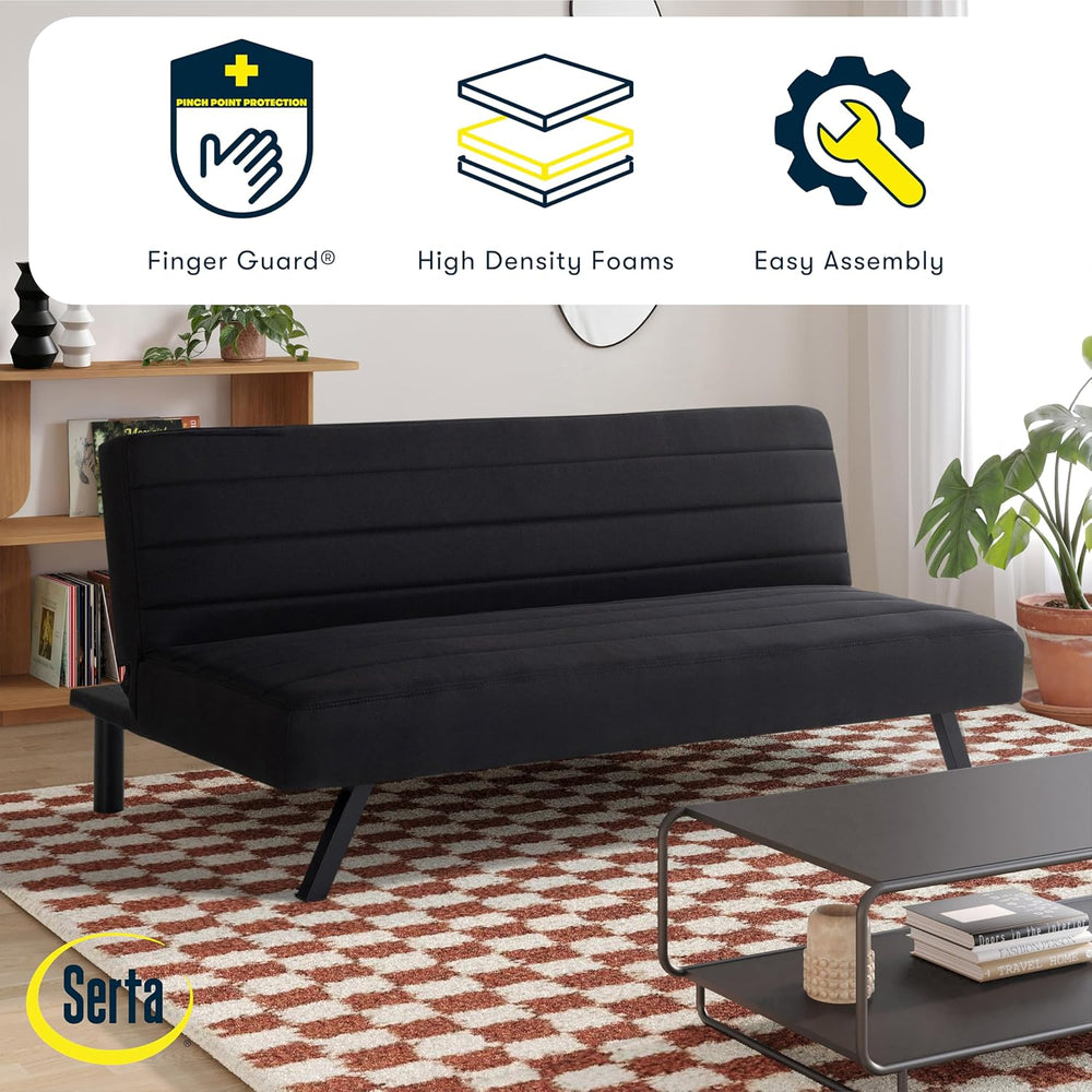 Serta® Damien 66.1” Convertible Futon Sofa, Sofa‑Lounger‑Bed Design, Dreamcoi...