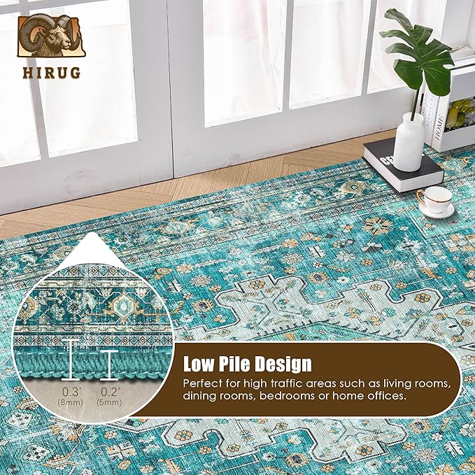Washable Area Rug 9' x 12' Vintage Traditional Persian Mat - Image 5