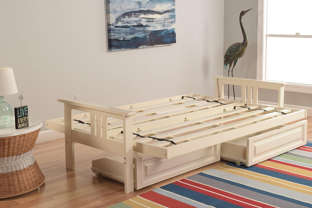 Kodiak Furniture Monterey Futon Set with Storage Drawers, with Antique White ...