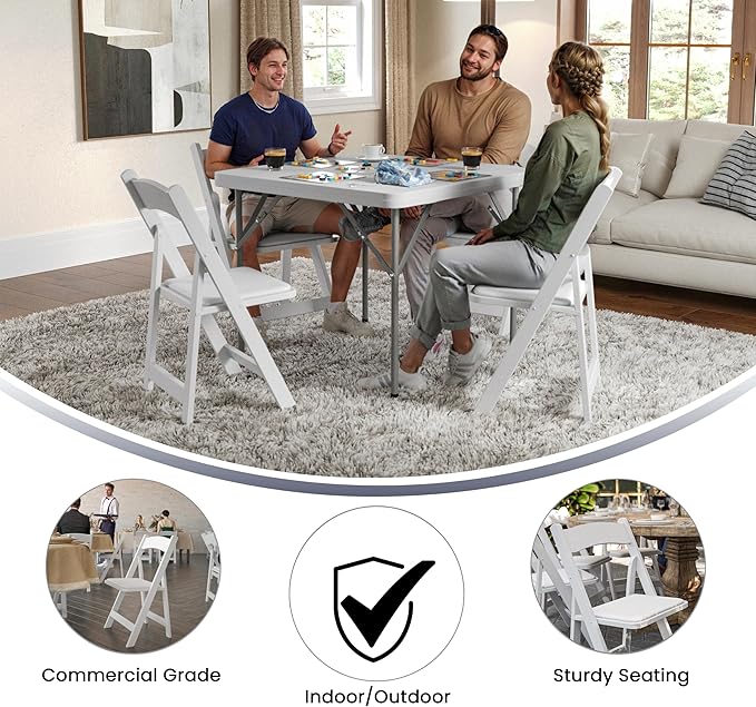 Flash Furniture 2 Pack HERCULES Series White Wood Folding Chair with Vinyl Pa...
