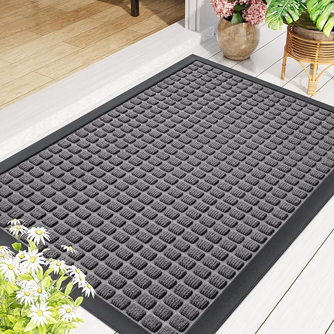 Smiry Front Door Mat Outside Entrance, Heavy Duty Natural Rubber Doormat - Image 9