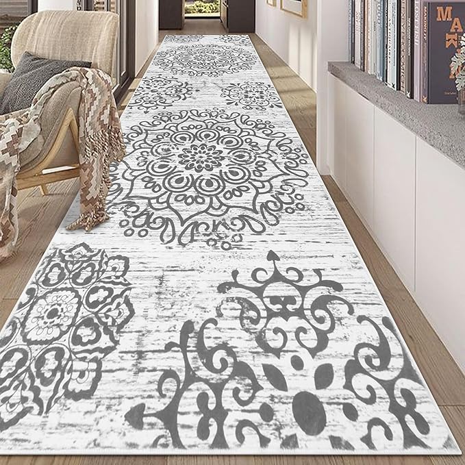 HEBE Hallway Runner Rug 3'x10' Washable Vintage Distressed Area Rugs Non Slip by HEBE
