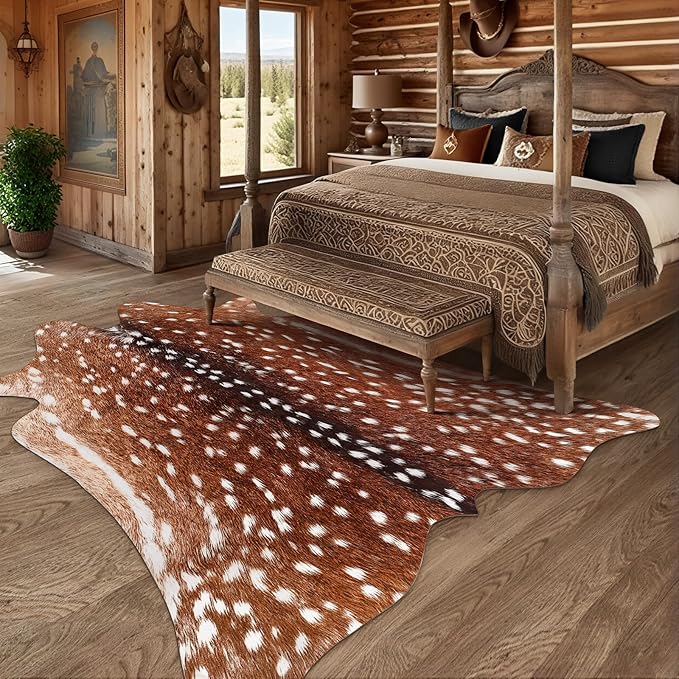 AROGAN Premium Deer Print Rug 6.2x7 Feet, Machine Washable Faux Fur Rug - Image 7