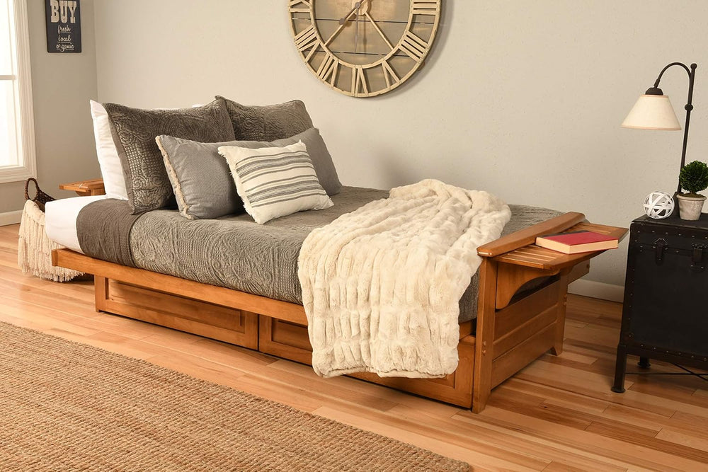 Kodiak Furniture Phoenix Full Size Futon in Butternut Finish with Storage Dra...