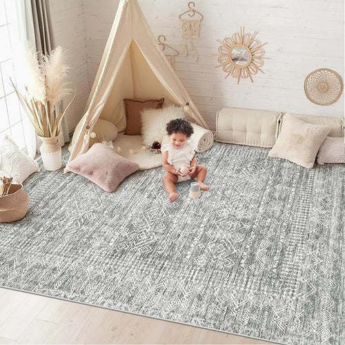 6x9 Area Rugs for Living Room: Washable Moroccan Geometric Boho Rug Farmhouse - Image 2