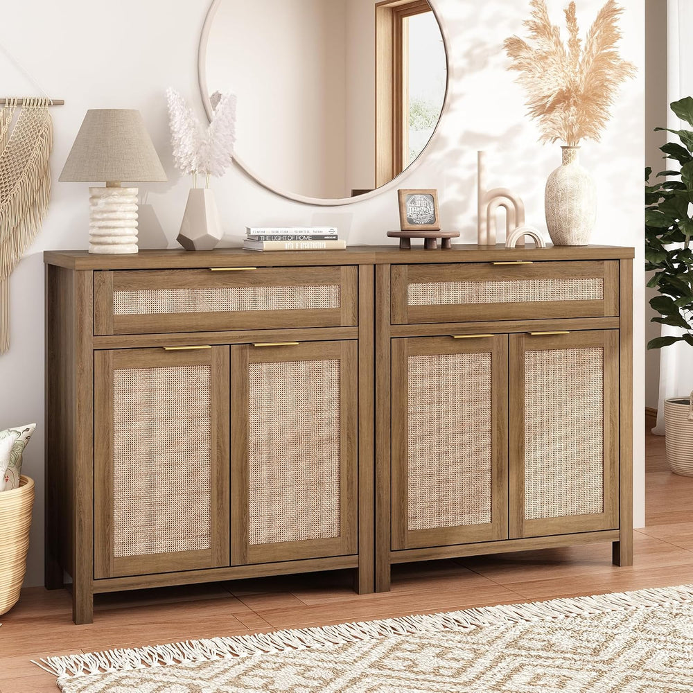 Sideboard Buffet Cabinet with Storage - 30" Rattan Boho Console Cabinets...