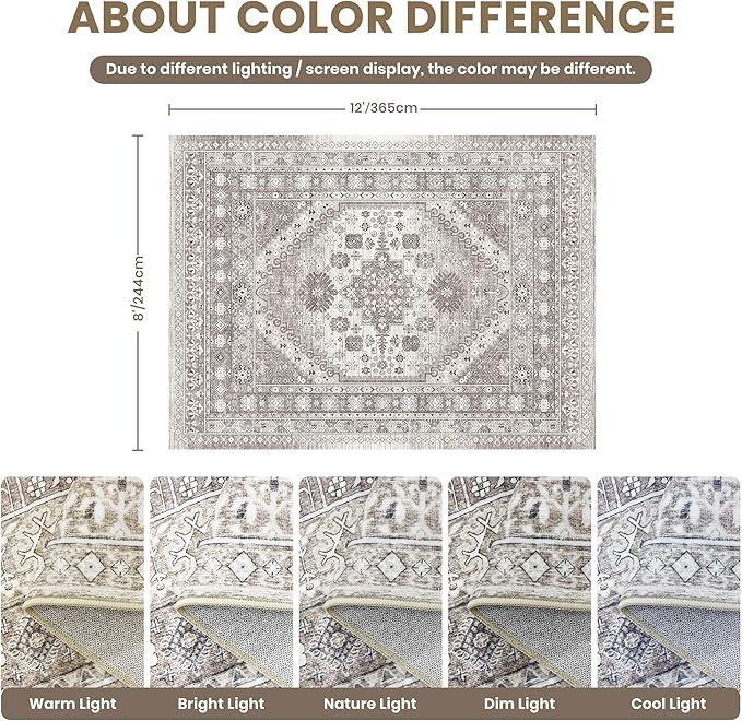 zesthome 8x12 Area Rugs, Stain Resistant Washable Rug, Ultra-Thin Rugs - Image 2