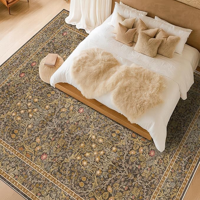 Vintage Floral Living Room Rug 8x10, Dining Room Under Kitchen Table, Oriental - Image 3