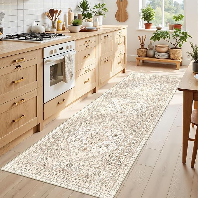 Kitchen Runner Rug Non Slip Washable 2.5x8, Soft Low Pile Entryway Rug Runners by Restydon