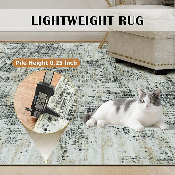8x10 Area Rugs for Living Room Washable Rug: Anti-Skid Abstract Modern Living - Image 6