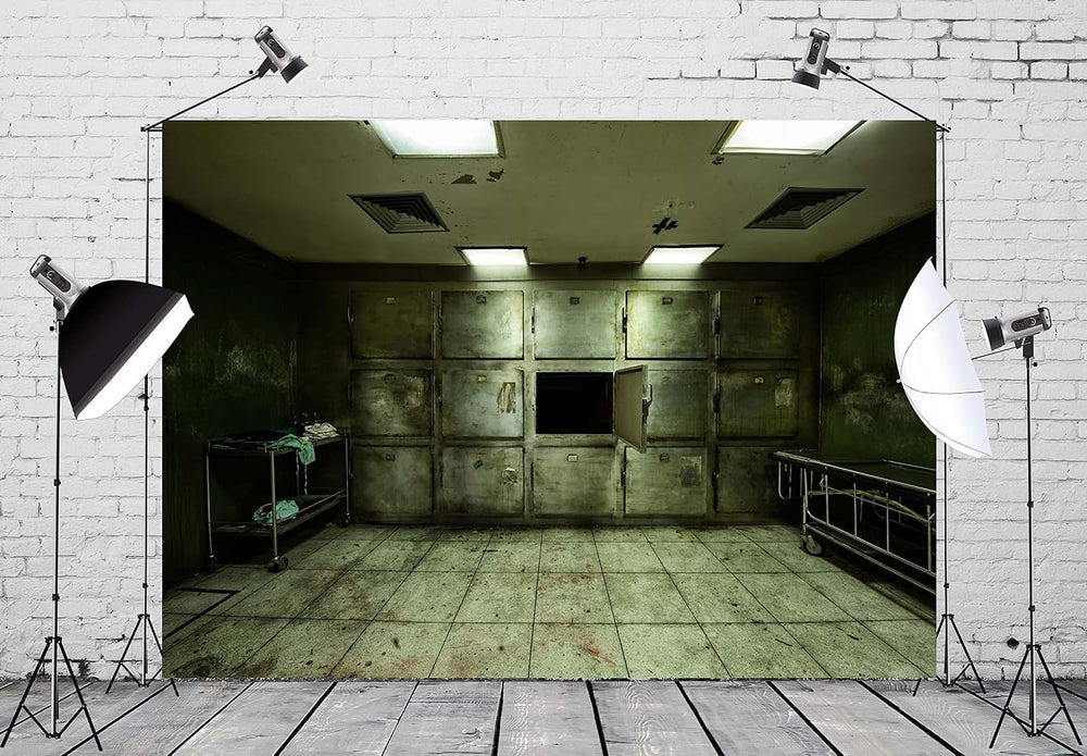 BELECO Old Abandoned Hospital Backdrop Fabric 9x6ft Gloomy Hospital Morgue In...