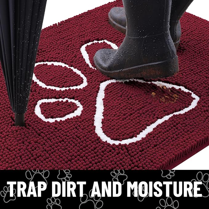 Smiry Dog Door Mat for Muddy Paws, Absorbent Dirt Trapper Non Slip Quick Dry - Image 2
