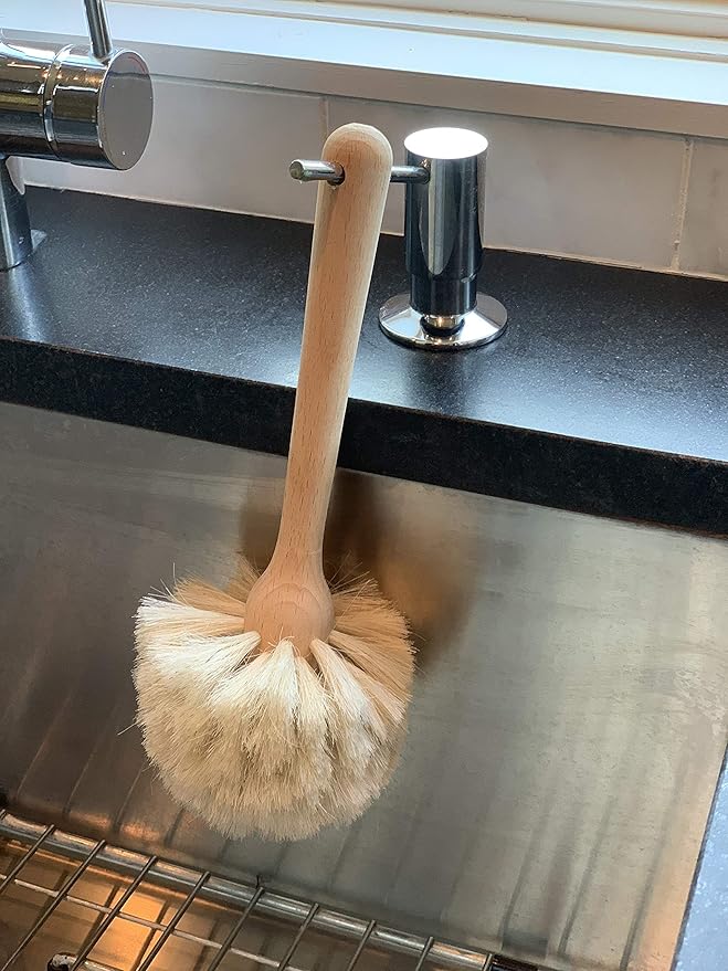 Fox Run Kitchen Brush, Natural Horsehair Fiber Dish and Glass Brush - Image 4