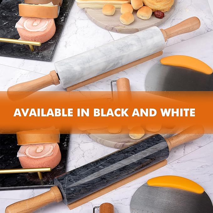 18.5 inches Marble Rolling Pin, Large Non-Stick Dough Roller, - Image 7