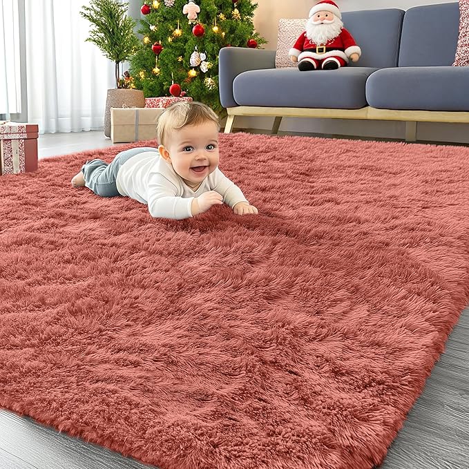 OLANLY Area Rugs for Living Room Bedroom, Machine Washable 4x5.9 ft Soft Fluffy by OLANLY