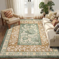 GarveeHome Terracotta Olive Sage Green Washable 5x7 Area Rugs, Botanical Grove by GarveeHome
